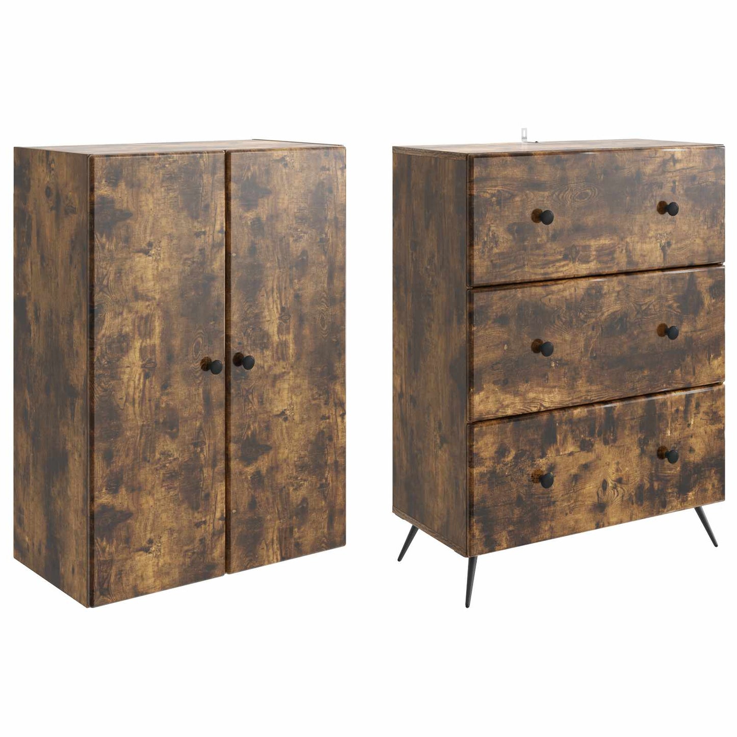 vidaXL Σέτ Ντουλαπιών 2 pcs Καπνισμένο Ξύλο Δρυός 66 x 34,5 x 90 εκ