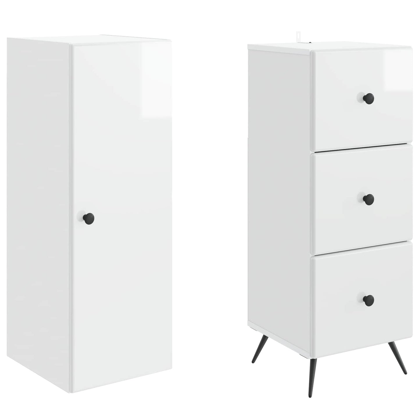 vidaXL Σέτ Ντουλαπιών 2 pcs Γυαλιστερό Λευκό 34,5 x 34,5 x 90 εκ.