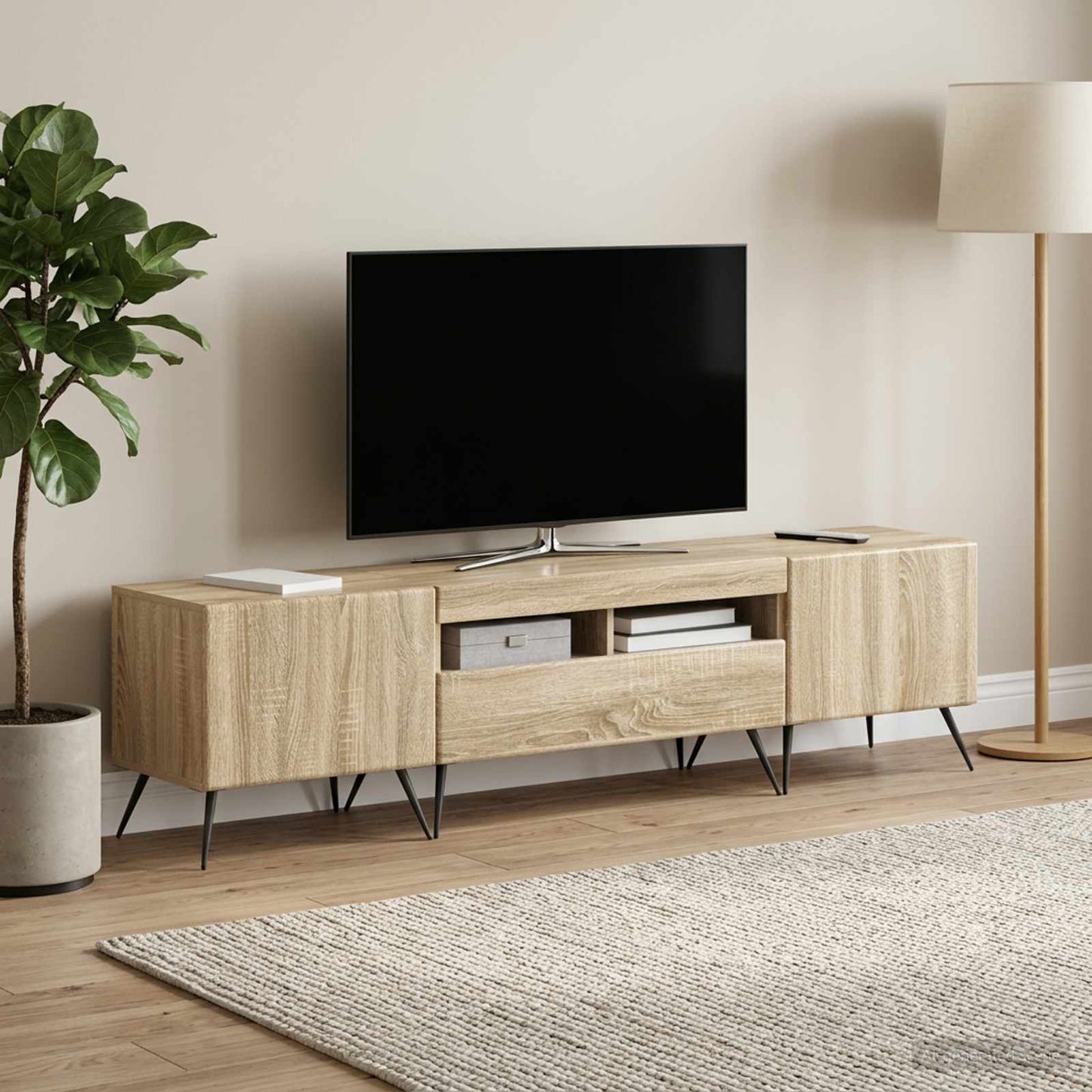 vidaXL 5 Τεμάχια LED Τηλεοπτικού Ντουλαπιού Sonoma Δρυς