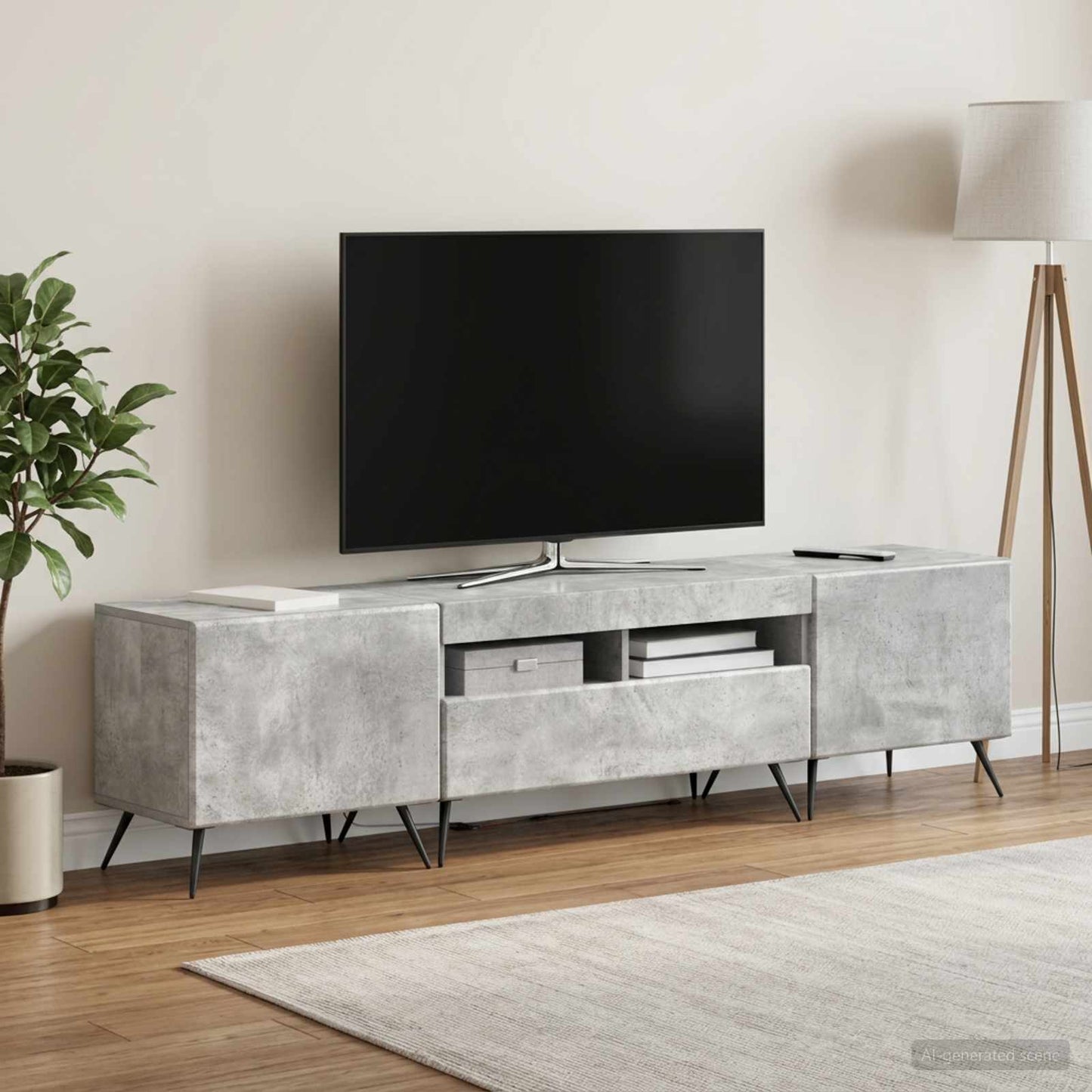 vidaXL 5 Τεμάχια LED Τηλεοπτικού Ντουλαπιού Γκρι Σκυροδέματος