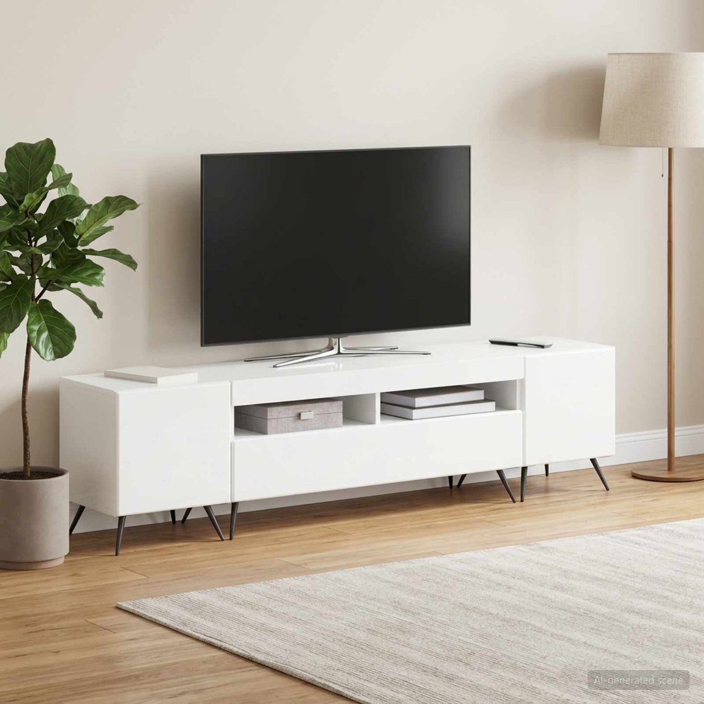 vidaXL 5 Τεμάχια LED Τηλεοπτικού Ντουλαπιού Γυαλιστερό Λευκό