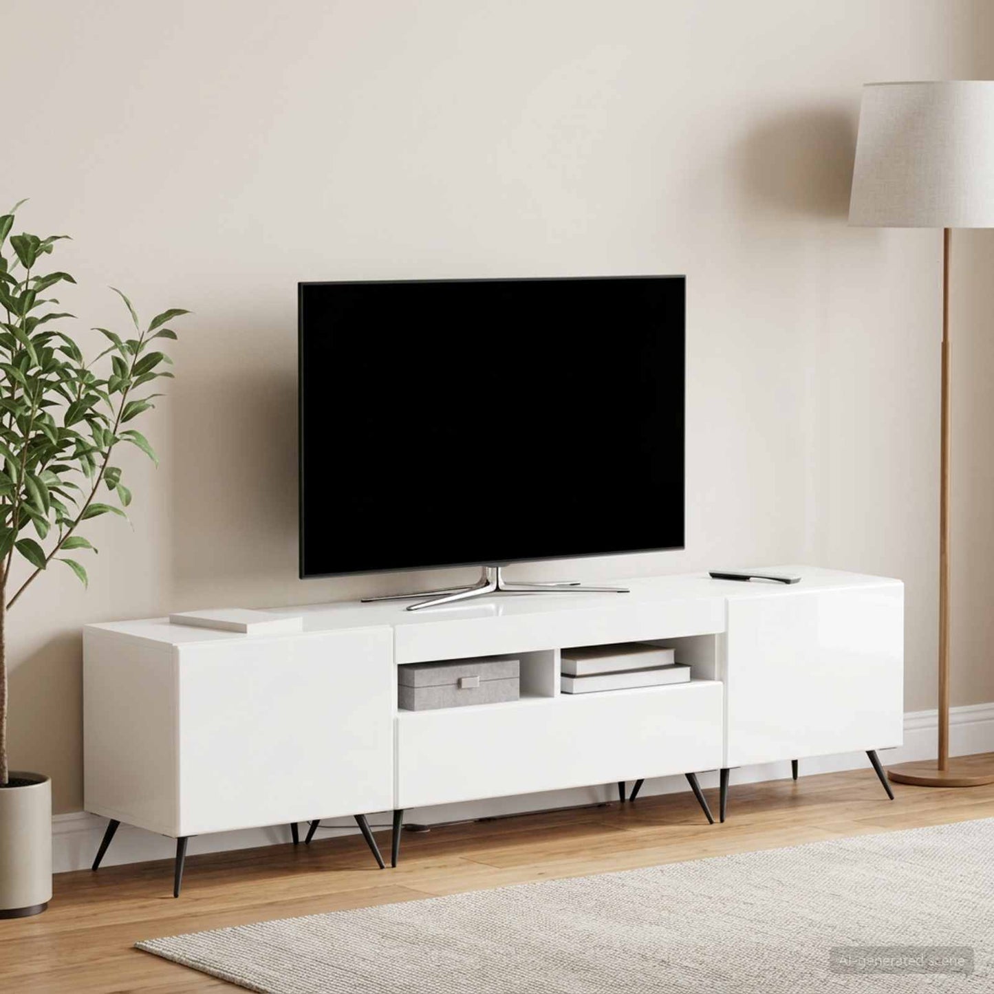 vidaXL 5 Τεμάχια LED Τηλεοπτικού Ντουλαπιού Γυαλιστερό Λευκό