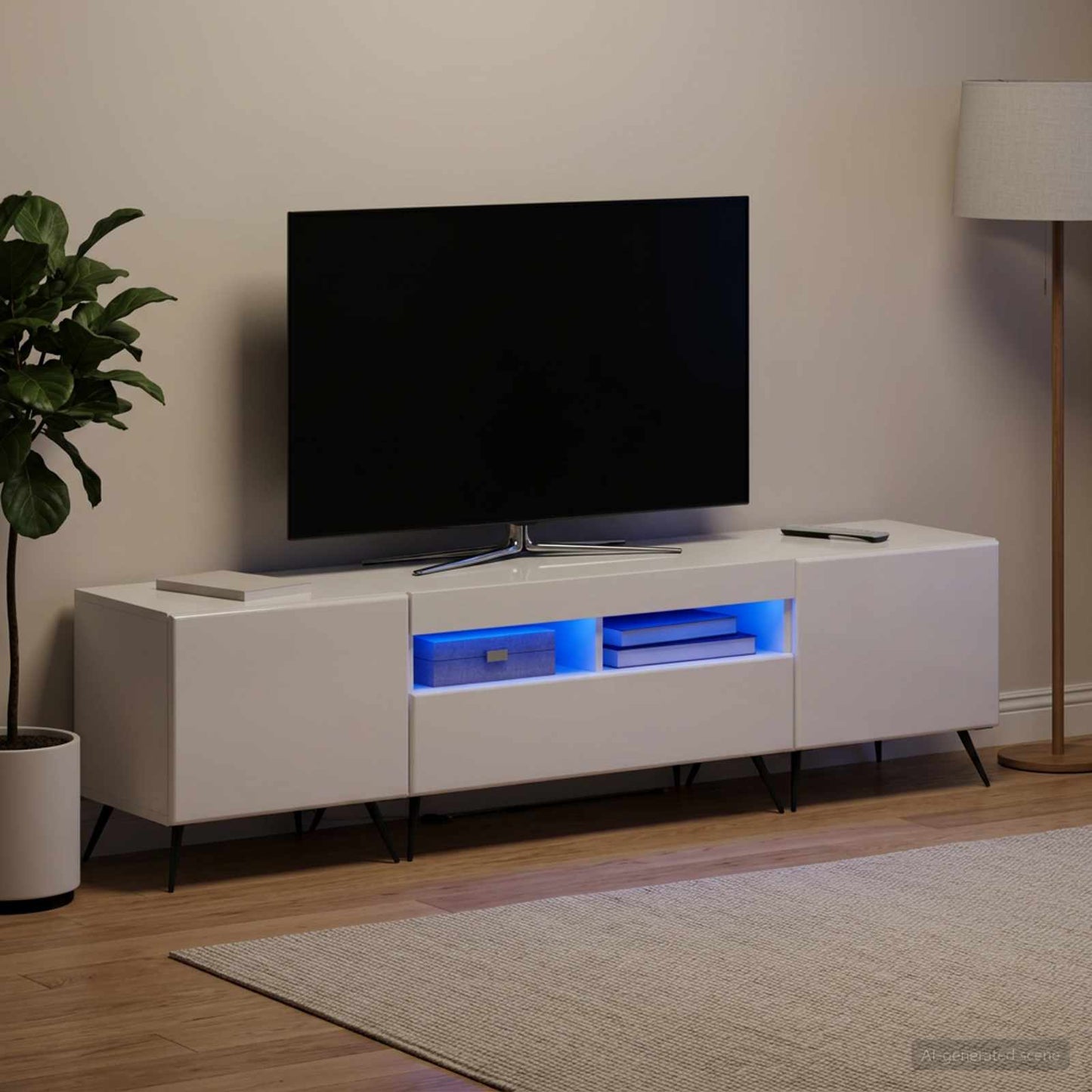 vidaXL 5 Τεμάχια LED Τηλεοπτικού Ντουλαπιού Γυαλιστερό Λευκό