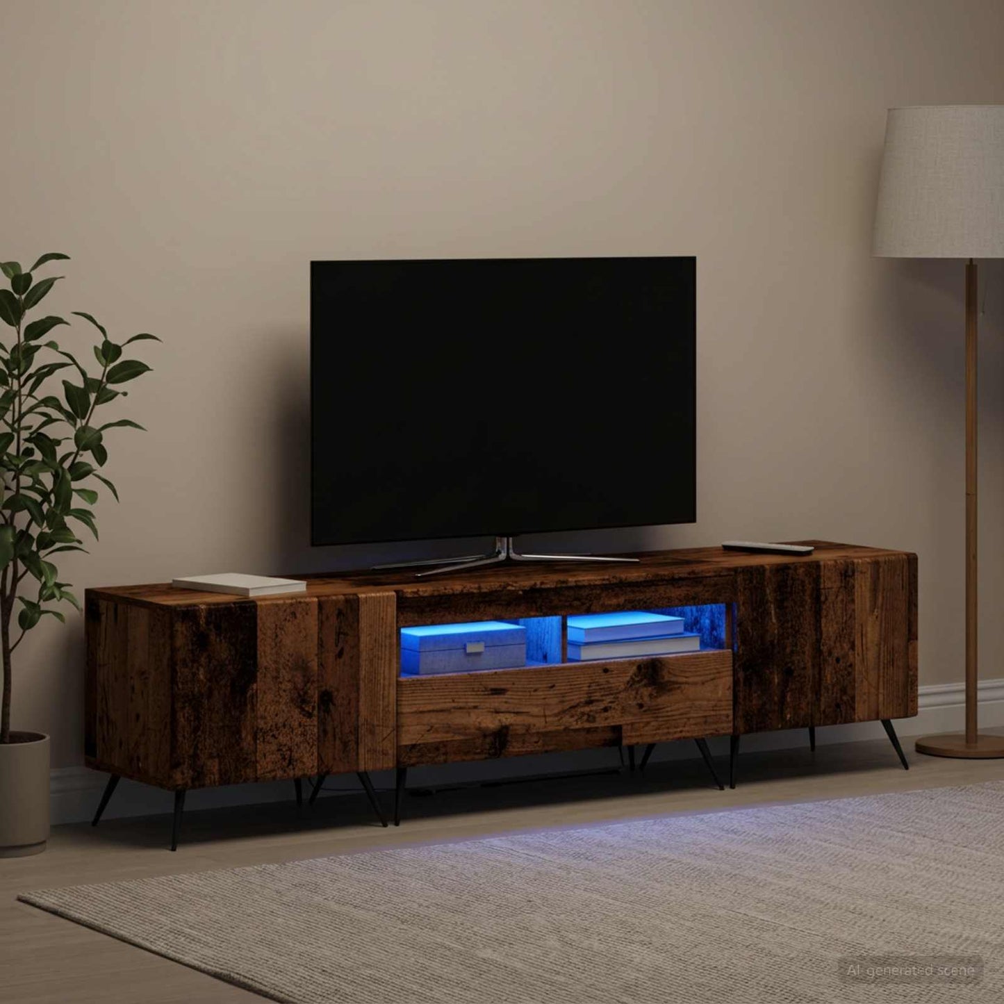 vidaXL Ντουλάπα LED Τηλεόρασης BREDA 3 τμχ. Παλαιωμένο ξύλο