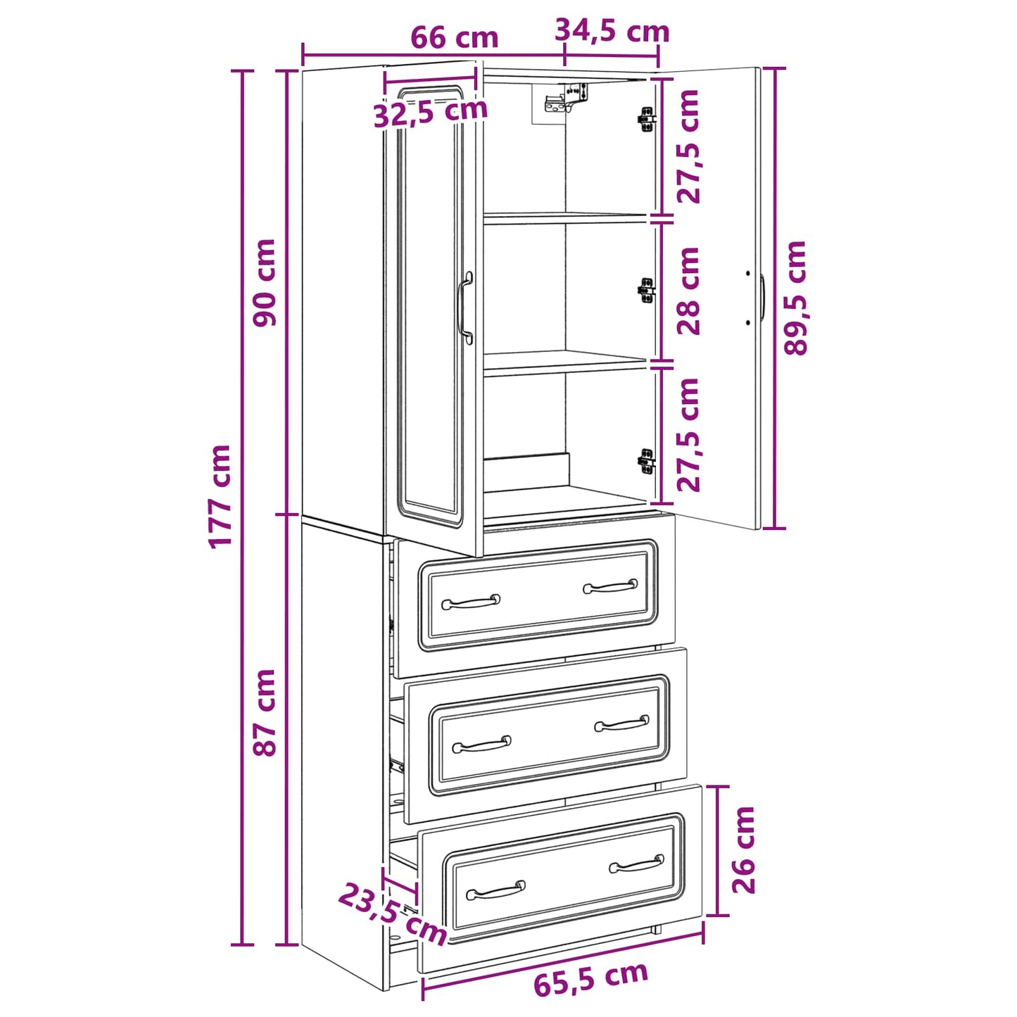 vidaXL Σέτ Ντουλαπιών 2 pcs Γκρι Σκυροδέματος 66 x 34,5 x 87 εκ.
