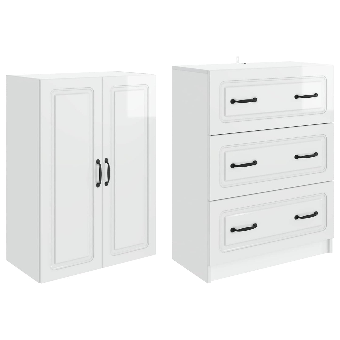 vidaXL Σέτ Ντουλαπιών 2 pcs Γυαλιστερό Λευκό 66 x 34,5 x 87 εκ.