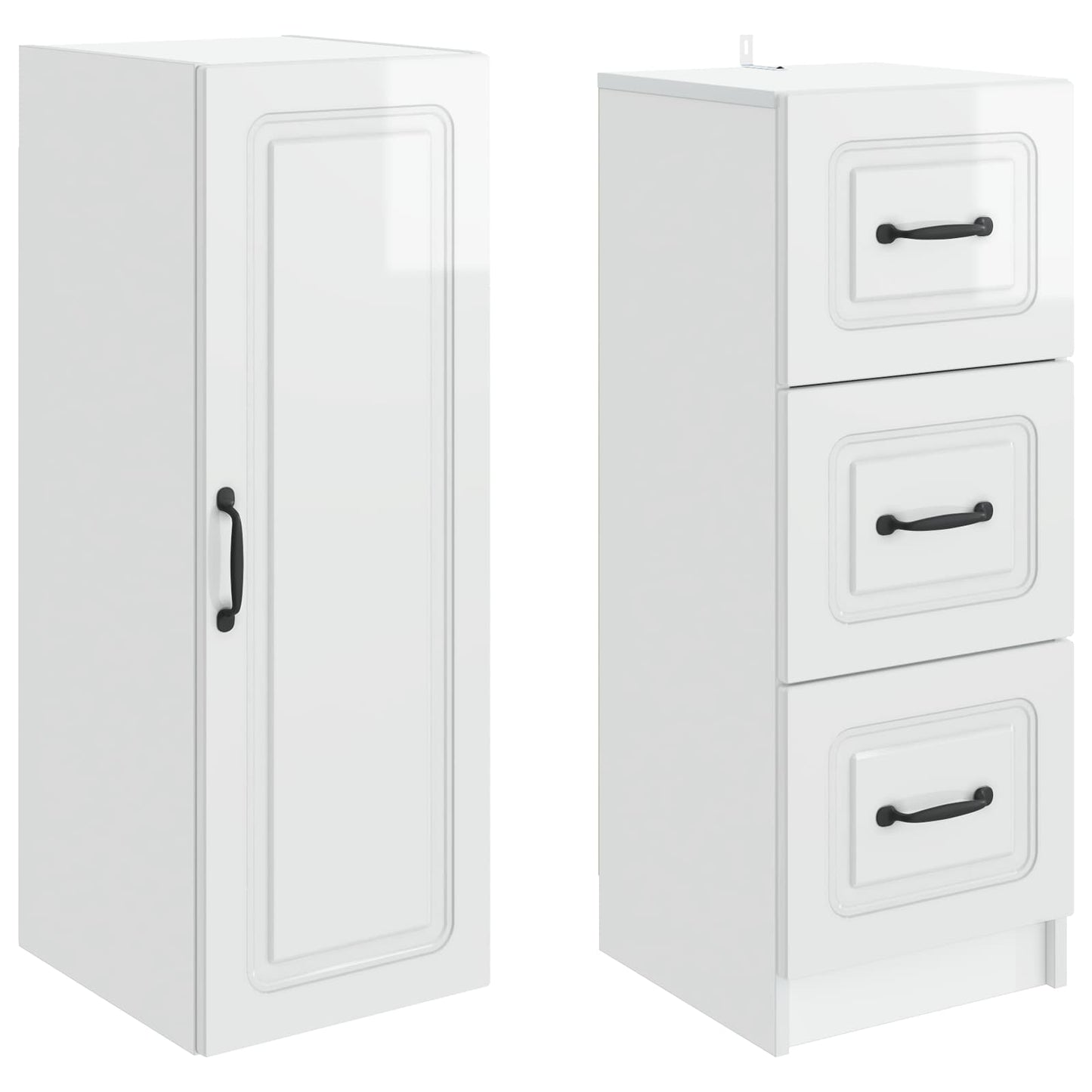 vidaXL Σέτ Ντουλαπιών 2 pcs Γυαλιστερό Λευκό 33 x 34,5 x 87 εκ.