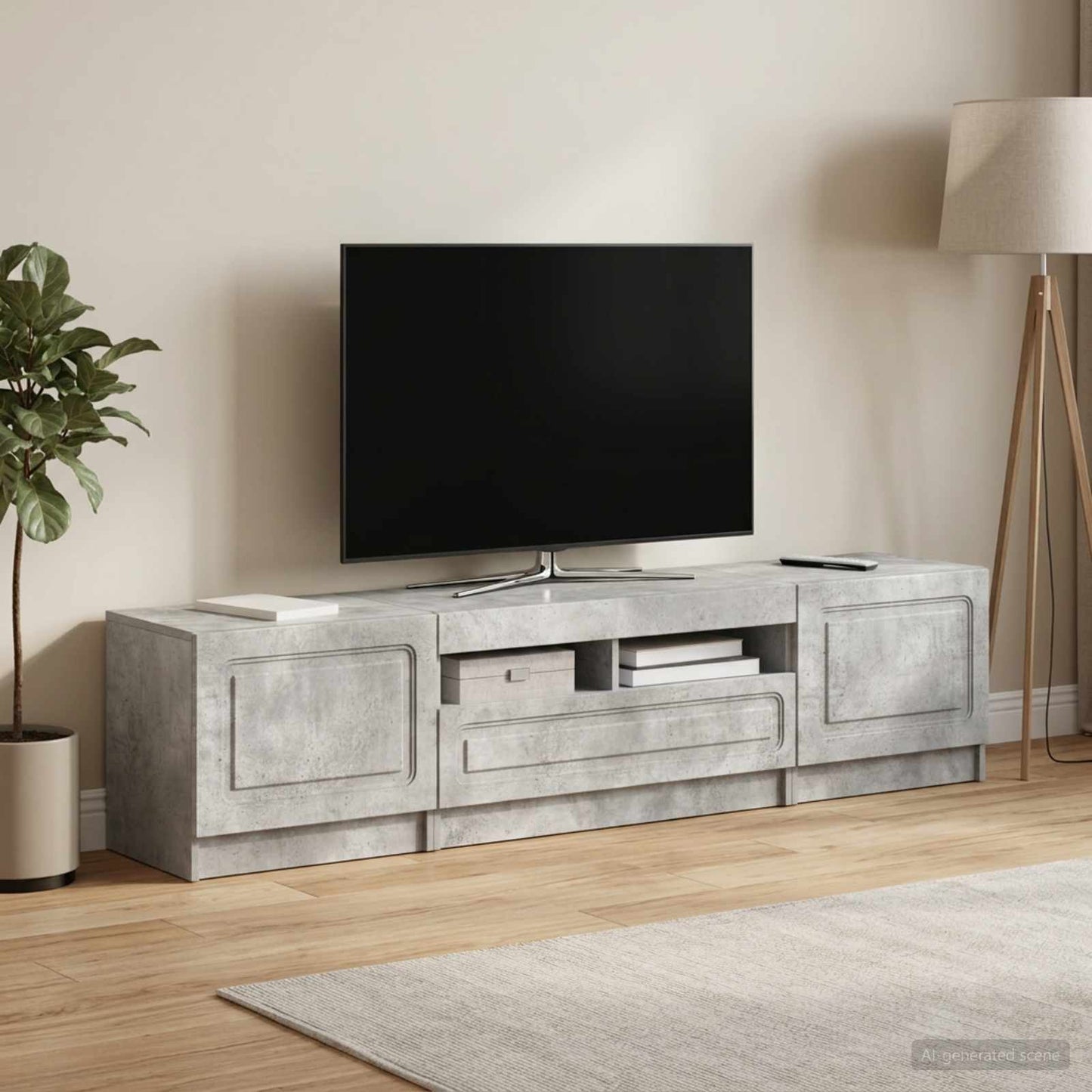 vidaXL 5 Τεμάχια LED Τηλεοπτικού Ντουλαπιού Γκρι Σκυροδέματος