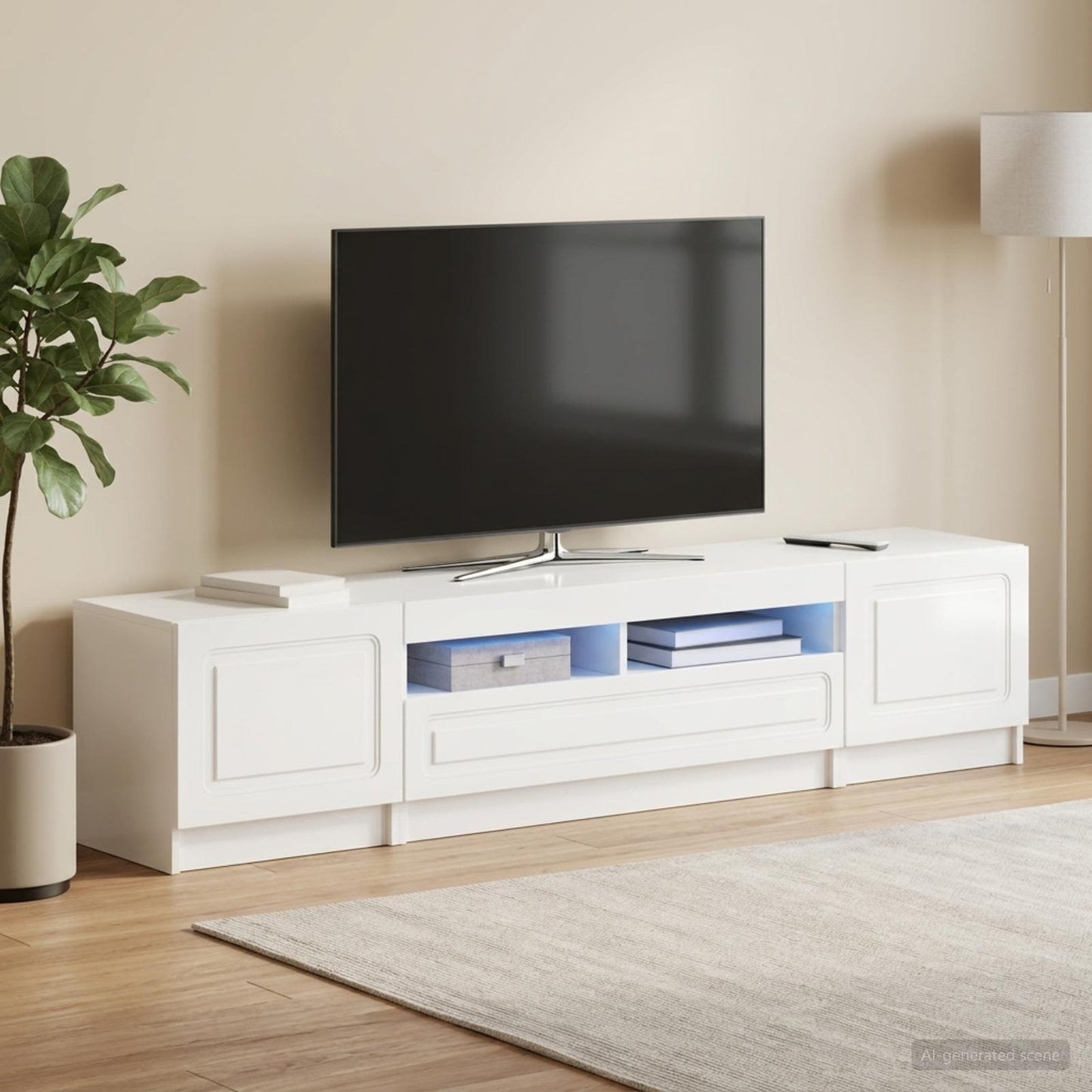 vidaXL 5 Τεμάχια LED Τηλεοπτικού Ντουλαπιού Γυαλιστερό Λευκό