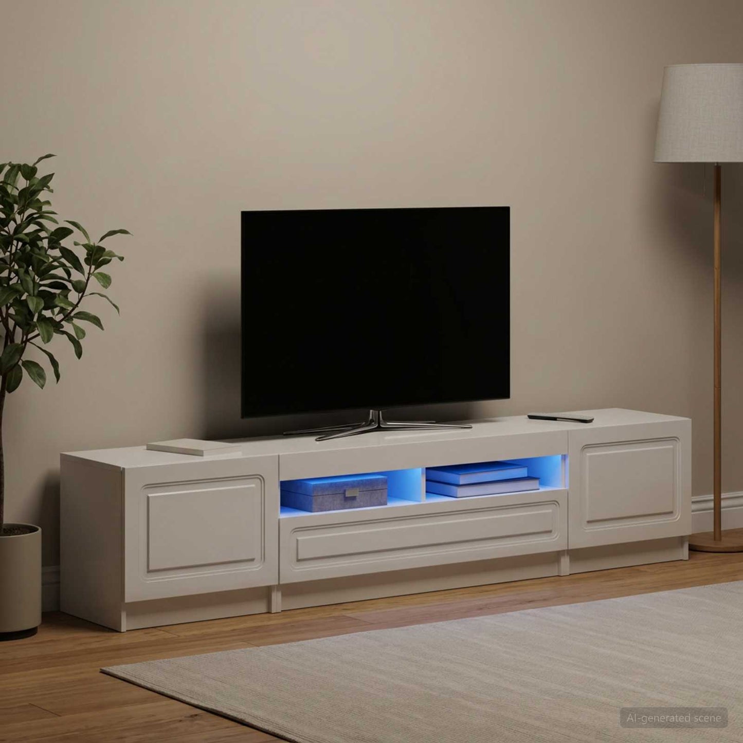 vidaXL 5 Τεμάχια LED Τηλεοπτικού Ντουλαπιού Γυαλιστερό Λευκό