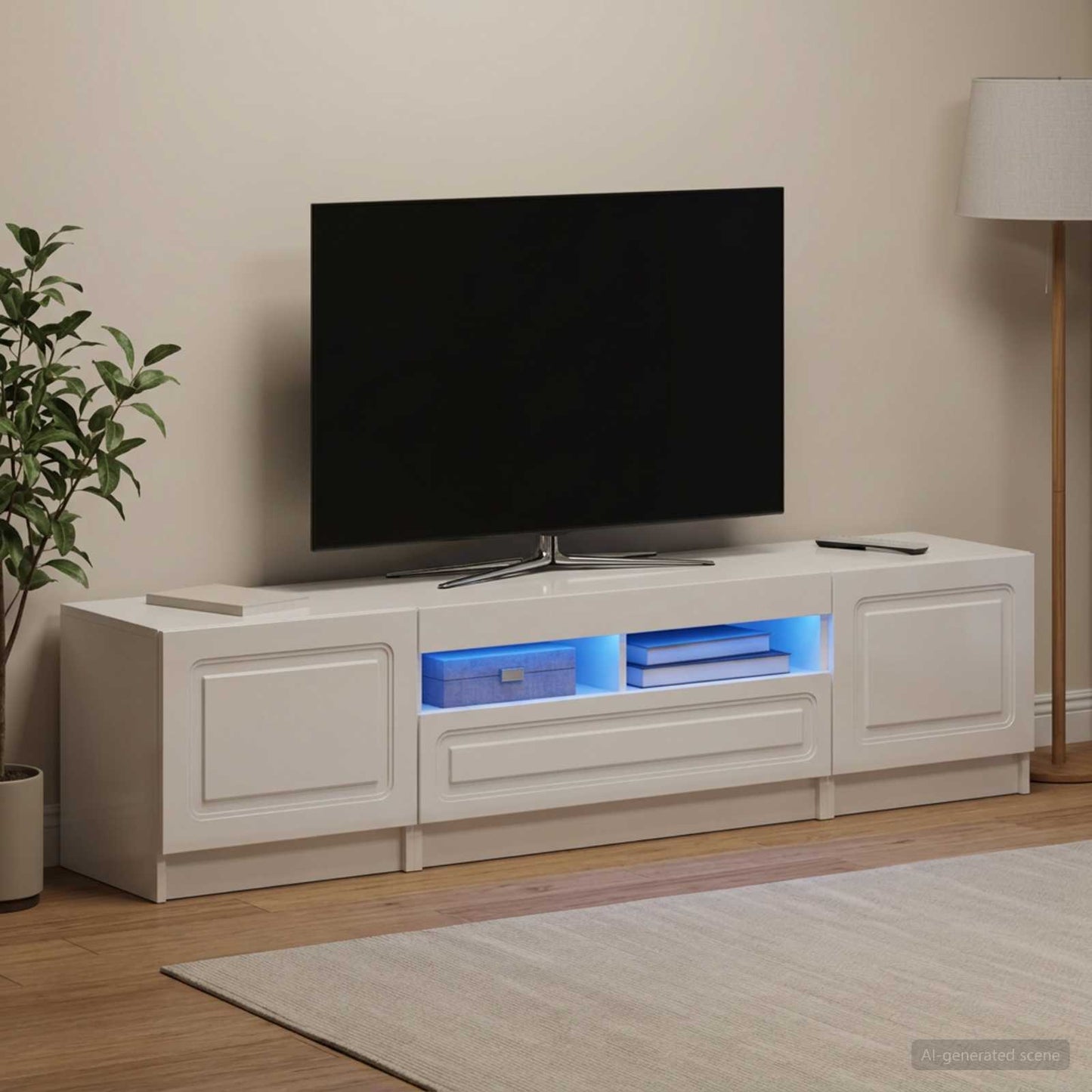 vidaXL 5 Τεμάχια LED Τηλεοπτικού Ντουλαπιού Γυαλιστερό Λευκό