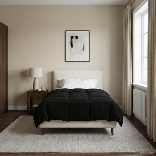 vidaXL Καλοκαιρινό Παπλωματοθήκη Μαύρο 155 x 220 cm Μικροΐνες