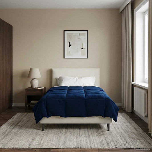 vidaXL Καλοκαιρινό Παπλωματοθήκη Σκούρο Μπλε 135 x 200 cm Μικροΐνες
