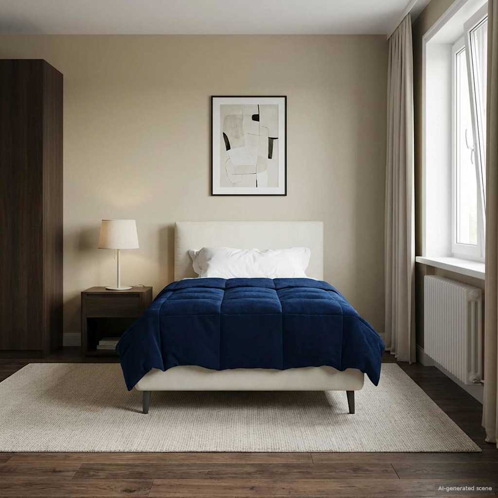 vidaXL Καλοκαιρινό Παπλωματοθήκη Σκούρο Μπλε 140 x 220 cm Μικροΐνες