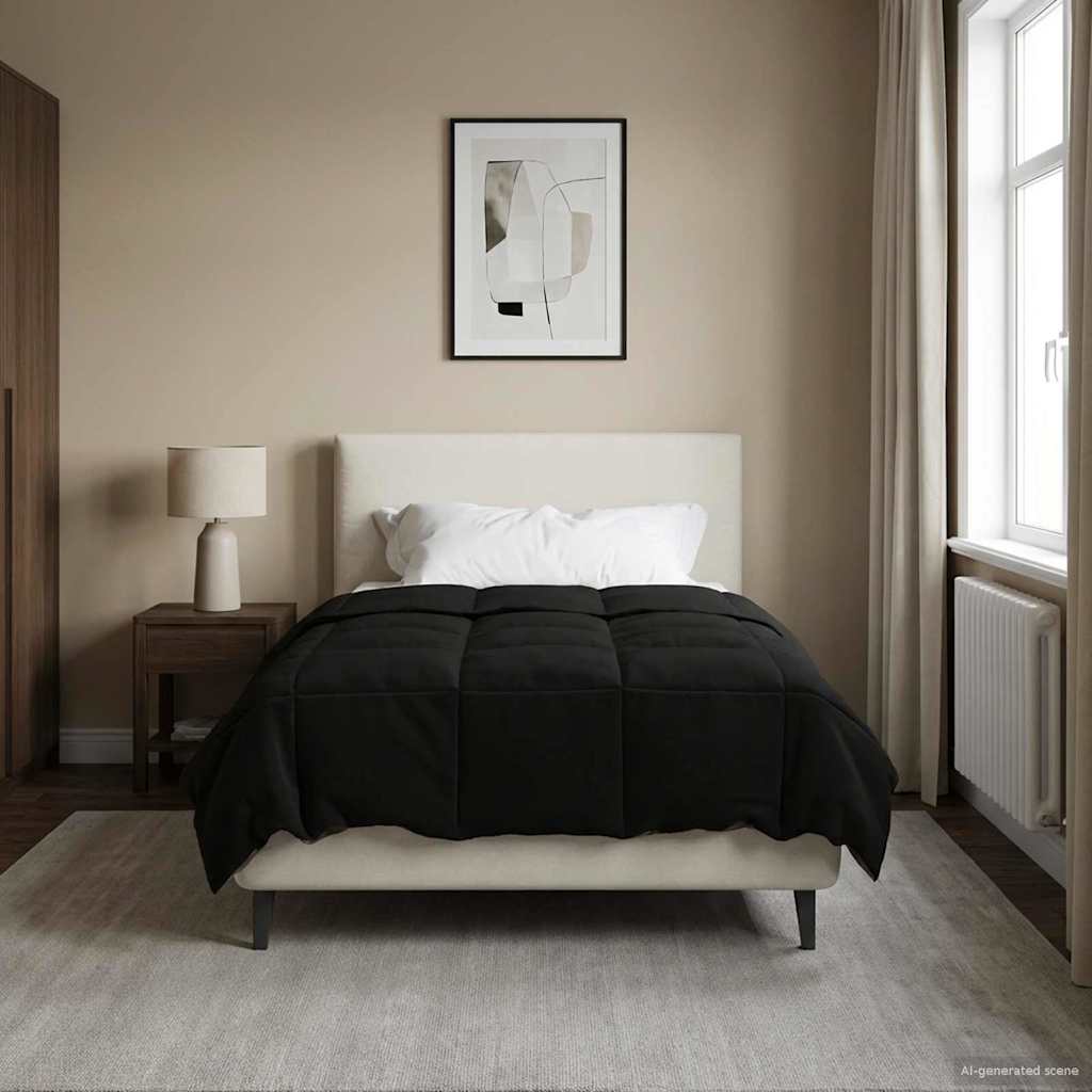 vidaXL Κουβέρτα ολόκληρου του χρόνου Μαύρο 140 x 200 cm Μικροΐνες