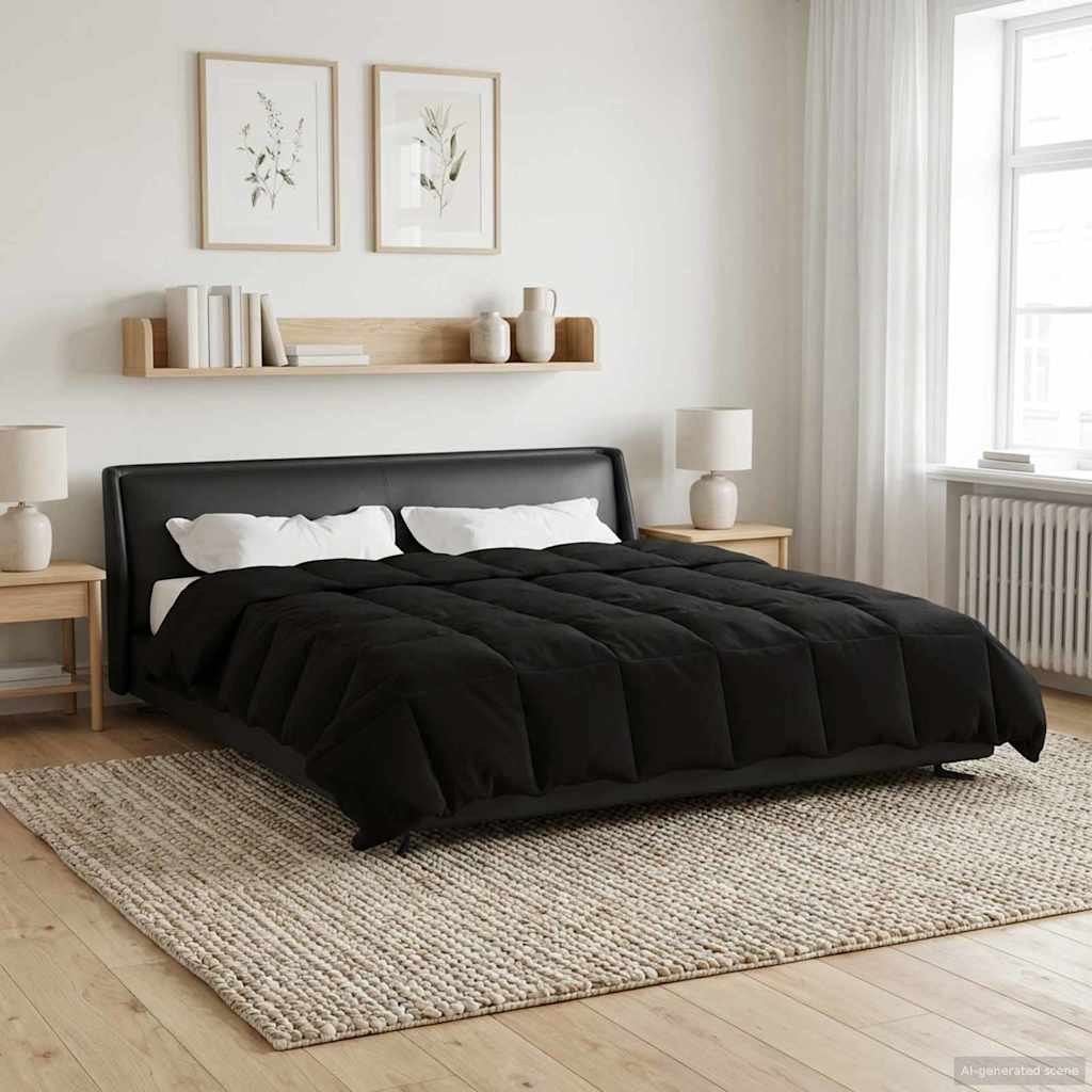 vidaXL Κουβέρτα ολόκληρου του χρόνου Μαύρο 200 x 240 cm Μικροΐνες