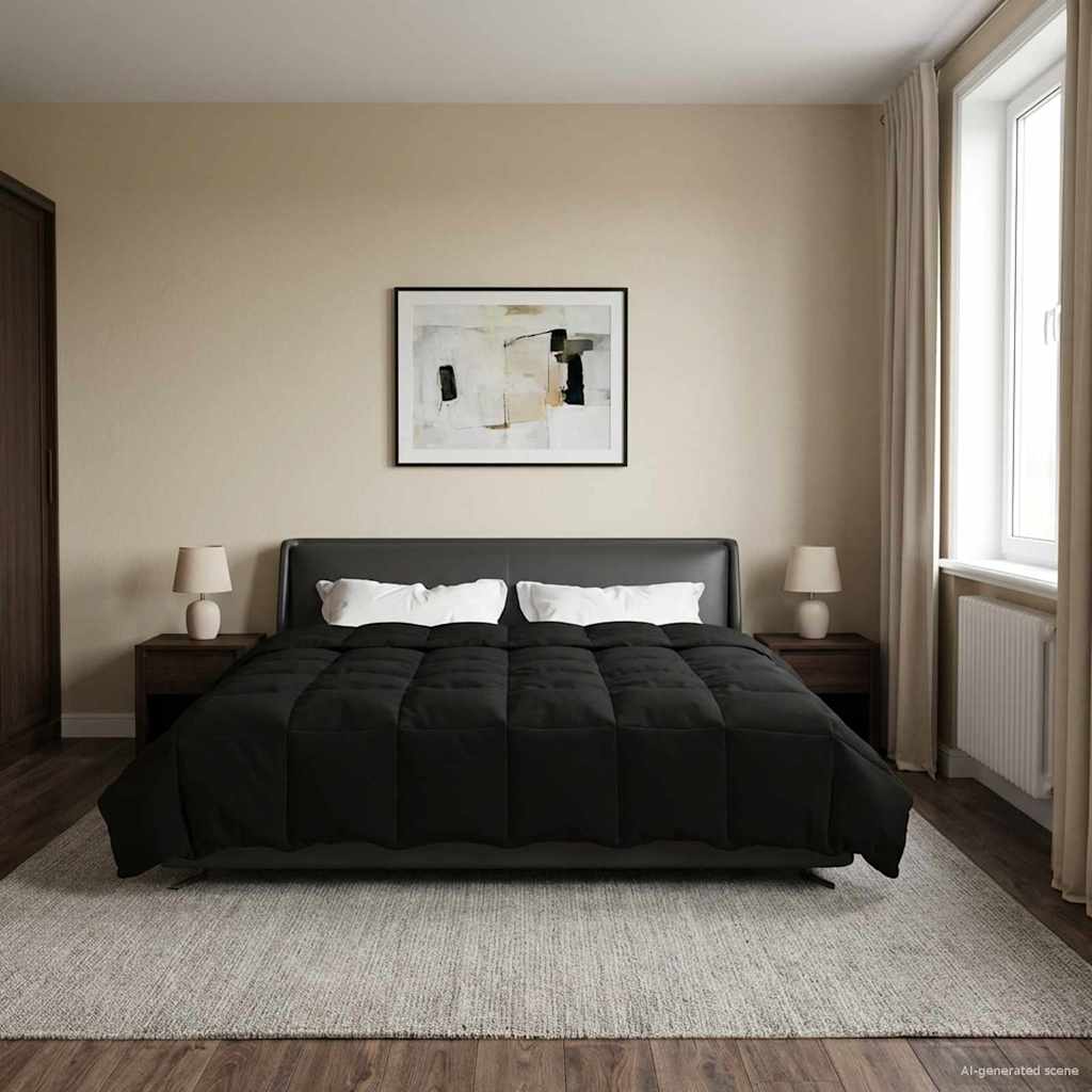 vidaXL Κουβέρτα ολόκληρου του χρόνου Μαύρο 200 x 240 cm Μικροΐνες