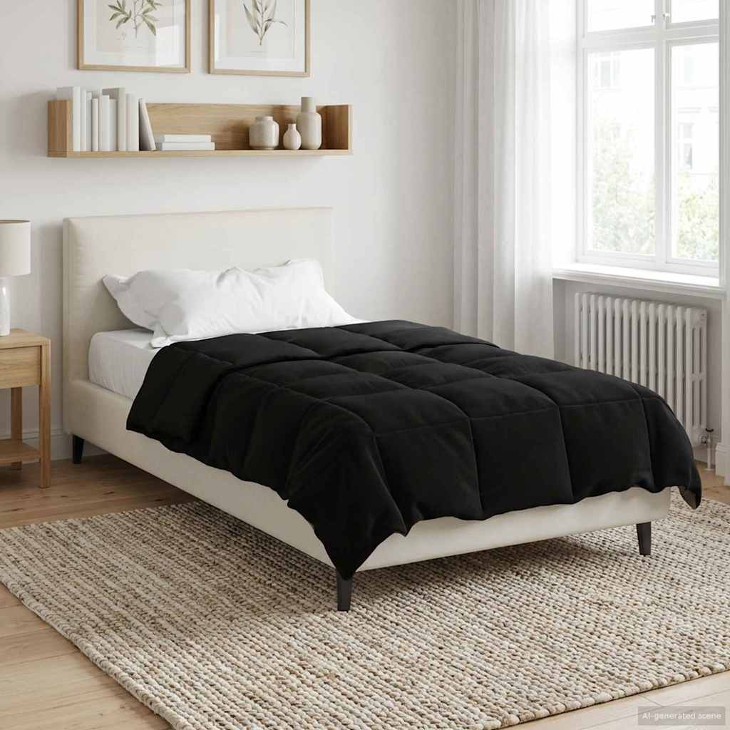 vidaXL Κουβέρτα ολόκληρου του χρόνου Μαύρο 155 x 220 cm Μικροΐνες