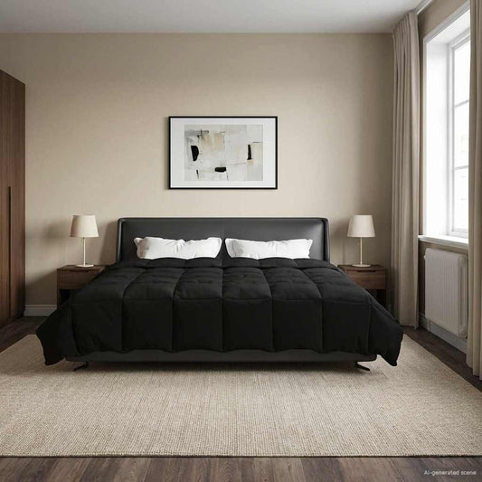 vidaXL Κουβέρτα ολόκληρου του χρόνου Μαύρο 220 x 240 cm Μικροΐνες