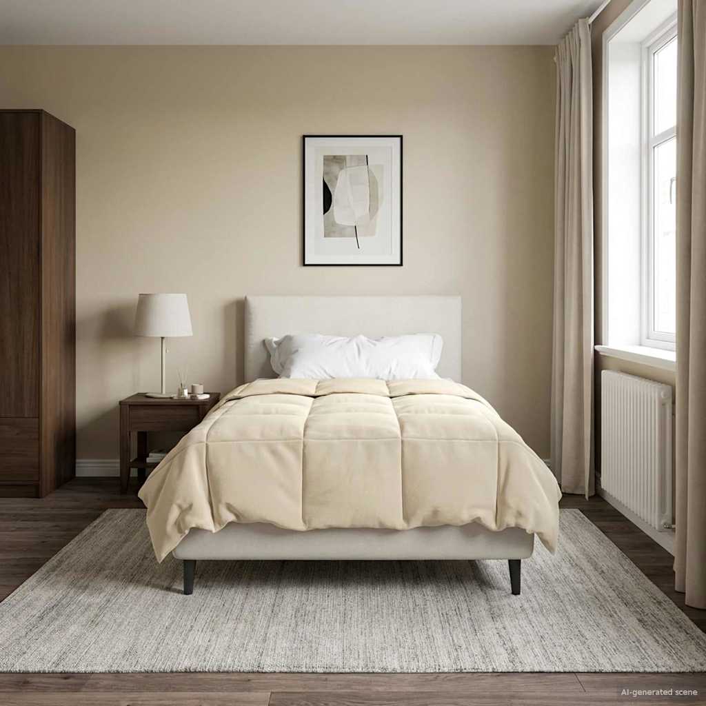 vidaXL Κουβέρτα ολόκληρου του χρόνου Κρεμ 135 x 200 cm Μικροΐνες