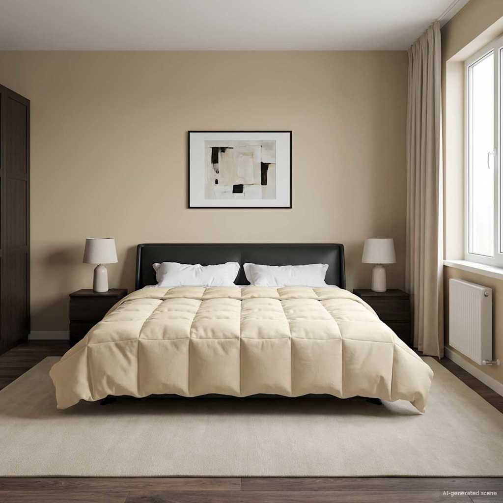 vidaXL Κουβέρτα ολόκληρου του χρόνου Κρεμ 200 x 200 cm Μικροΐνες