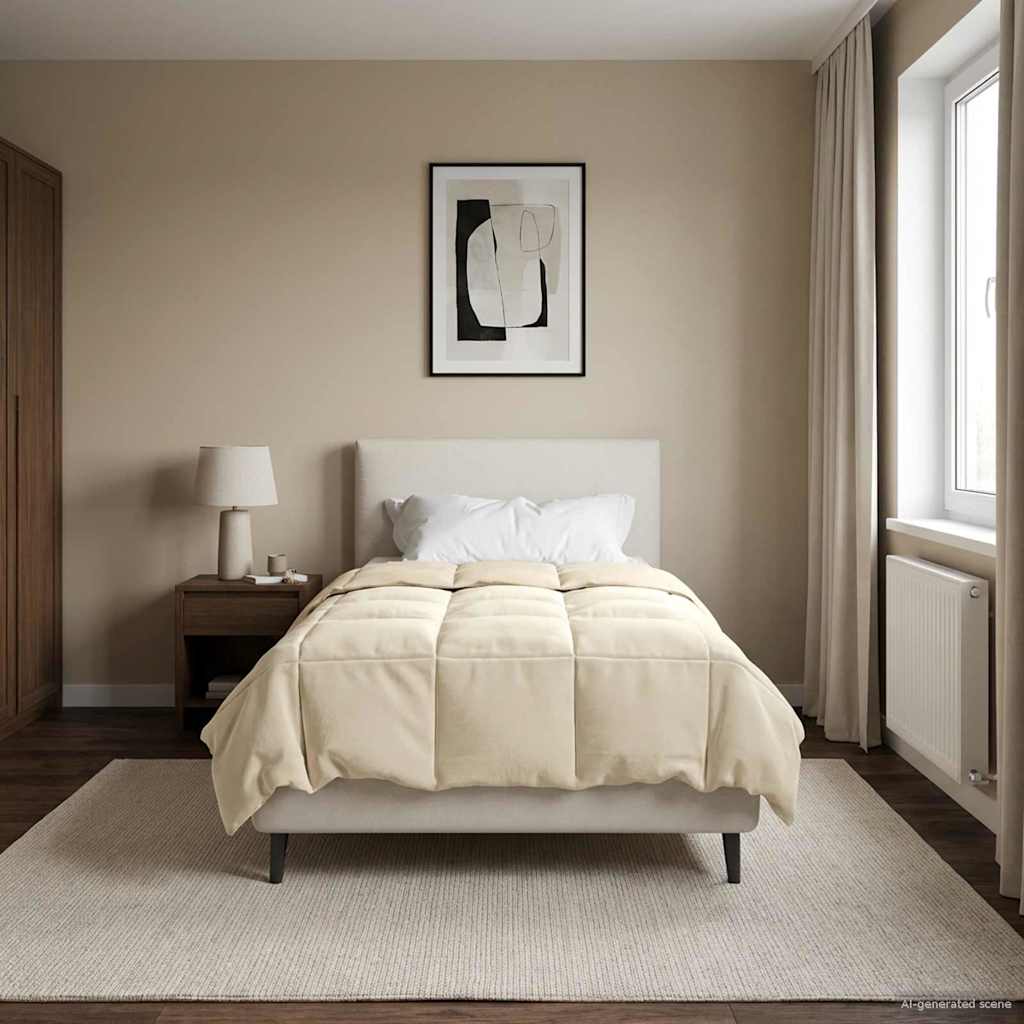 vidaXL Κουβέρτα ολόκληρου του χρόνου Κρεμ 135 x 220 εκ. Μικροΐνες