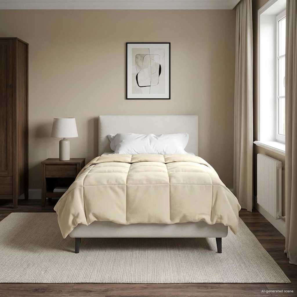 vidaXL Κουβέρτα ολόκληρου του χρόνου Κρεμ 140 x 220 cm Μικροΐνες