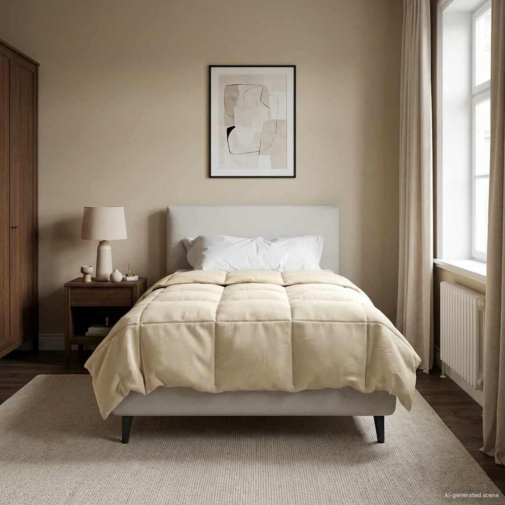 vidaXL Κουβέρτα ολόκληρου του χρόνου Κρεμ 155 x 220 cm Μικροΐνες