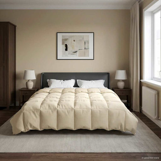 vidaXL Κουβέρτα ολόκληρου του χρόνου Κρεμ 200 x 220 cm Μικροΐνες