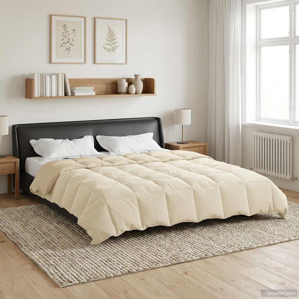 vidaXL Κουβέρτα ολόκληρου του χρόνου Κρεμ 220 x 260 cm Μικροΐνες