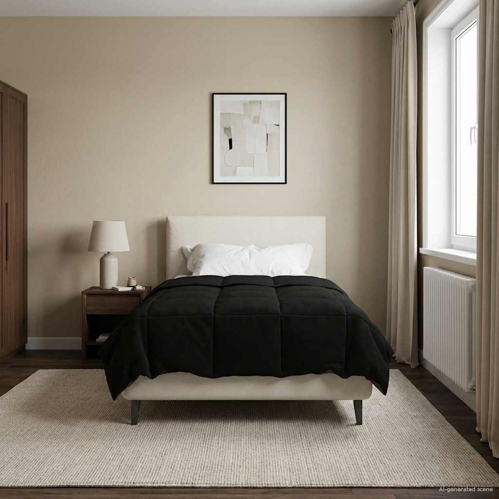 vidaXL Χειμερινό Παπλωματοθήκη Ουαντινγκ Μαύρο 135 x 220 εκ. Μικροΐνες