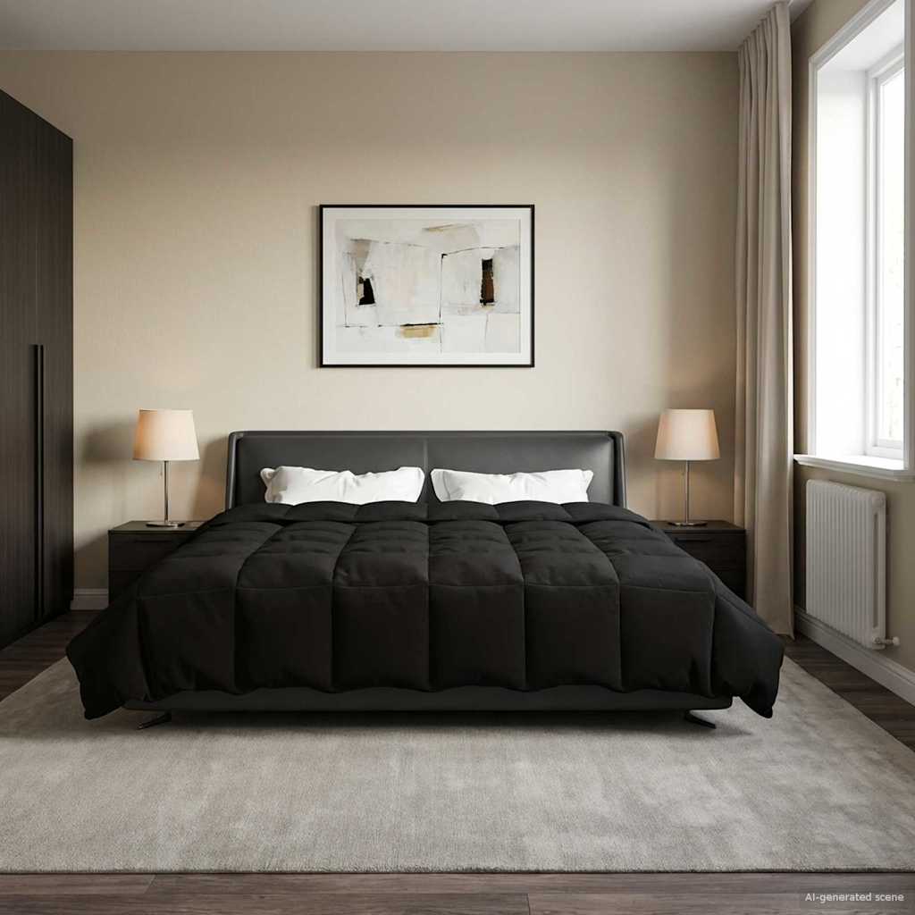 vidaXL Χειμερινό Παπλωματοθήκη Ουαντινγκ Μαύρο 220 x 240 cm Μικροΐνες