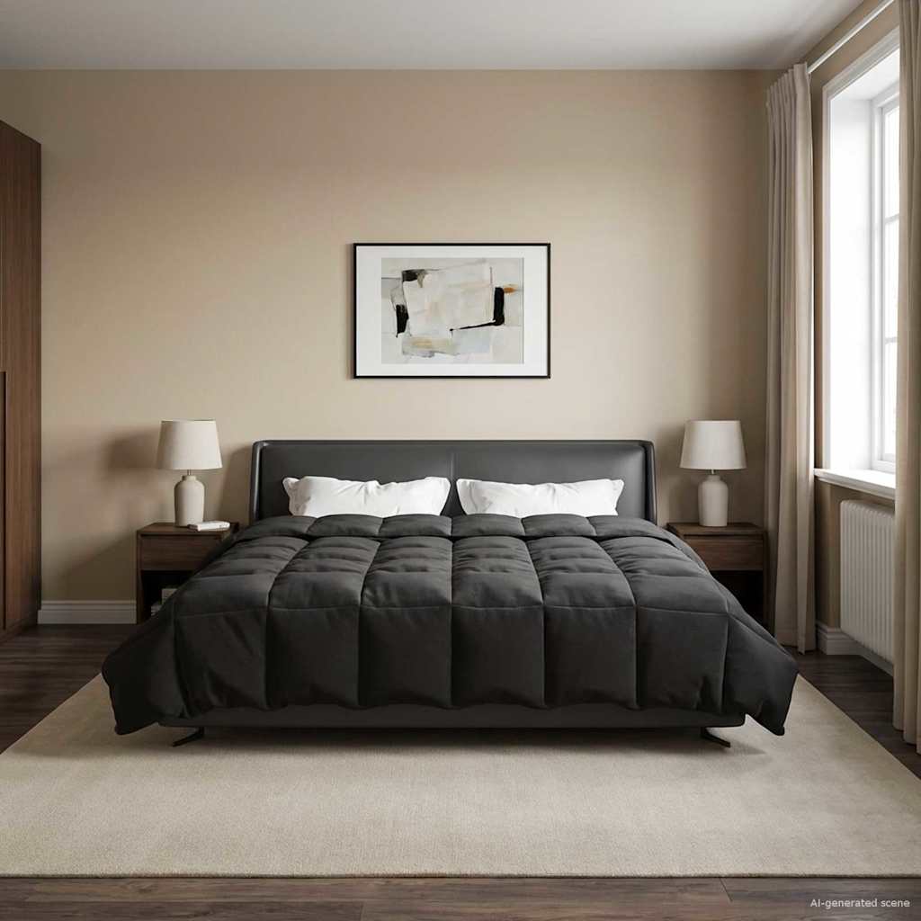 vidaXL Χειμερινό Παπλωματοθήκη Ουαντινγκ Μαύρο 220 x 260 cm Μικροΐνες