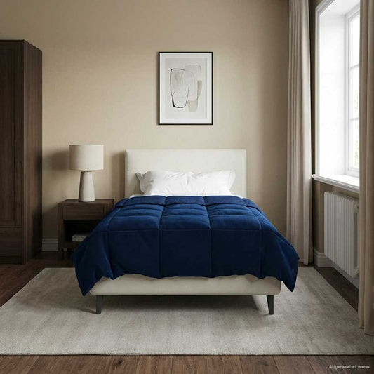 vidaXL Χειμερινό Παπλωματοθήκη Σκούρο Μπλε 140 x 200 cm Μικροΐνες