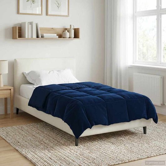 vidaXL Χειμερινό Παπλωματοθήκη Σκούρο Μπλε 155 x 200 εκ. Μικροΐνες