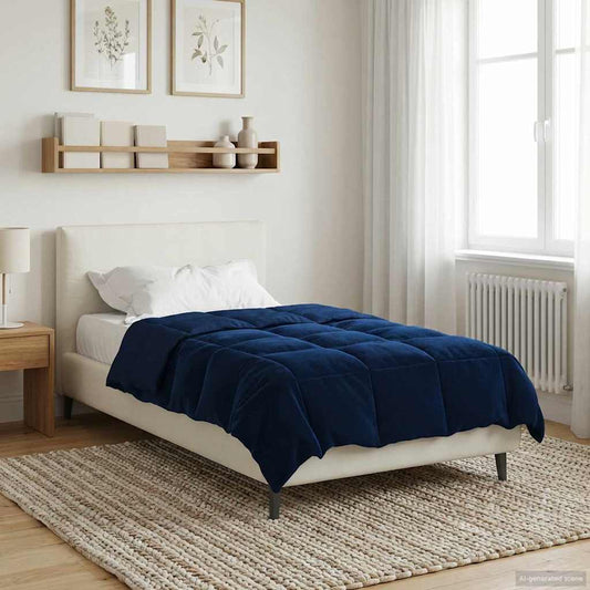 vidaXL Χειμερινό Παπλωματοθήκη Σκούρο Μπλε 140 x 220 cm Μικροΐνες