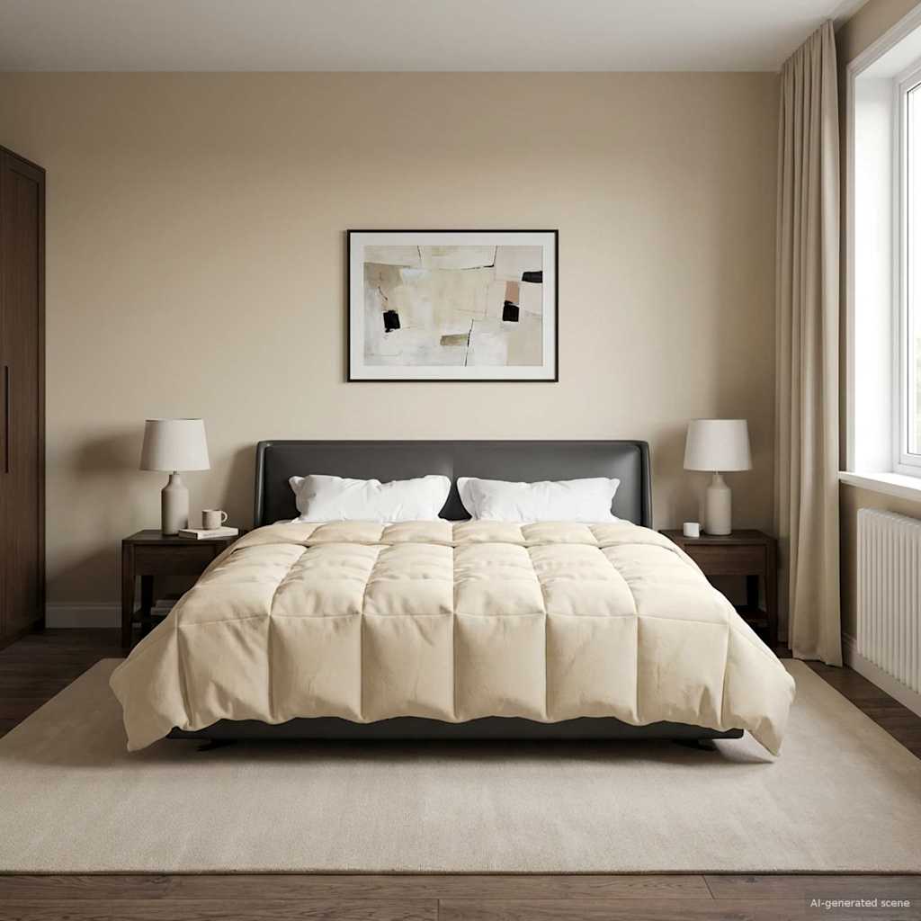 vidaXL Χειμερινό Παπλωματοθήκη Ουαντινγκ Κρεμ 200 x 200 cm Μικροΐνες