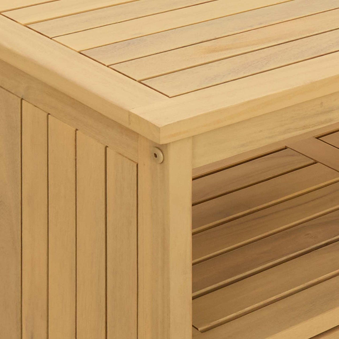 vidaXL Τραπέζι κονσόλας κήπου με ράφι Ανοιχτό ακασία 110 x 35 x 75 cm