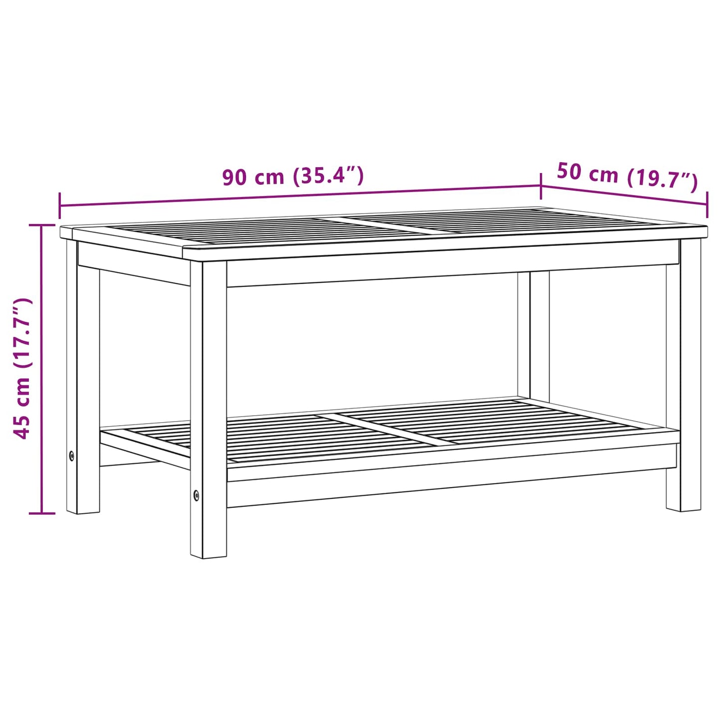 vidaXL Τραπεζάκι Πλευράς Φυσικό Λάδι 90 x 50 x 45 cm