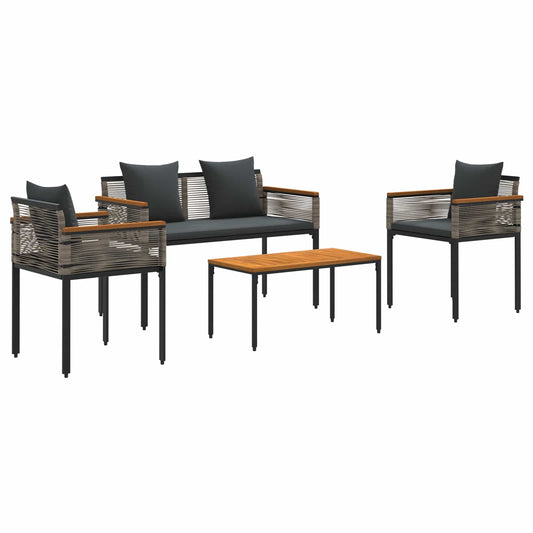 vidaXL Σετ Εξωτερικών Επίπλων 4 pcs Γκρι και Σκούρο Γκρι Ράτα PE