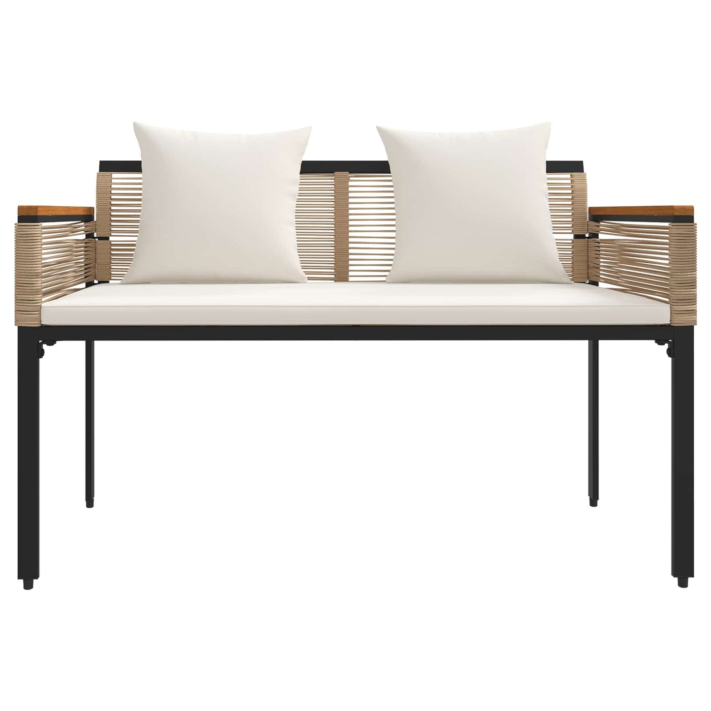 vidaXL Σετ Εξωτερικών Επίπλων με μαξιλάρι 4 pcs Μπεζ και Κρέμ Ράτα PE