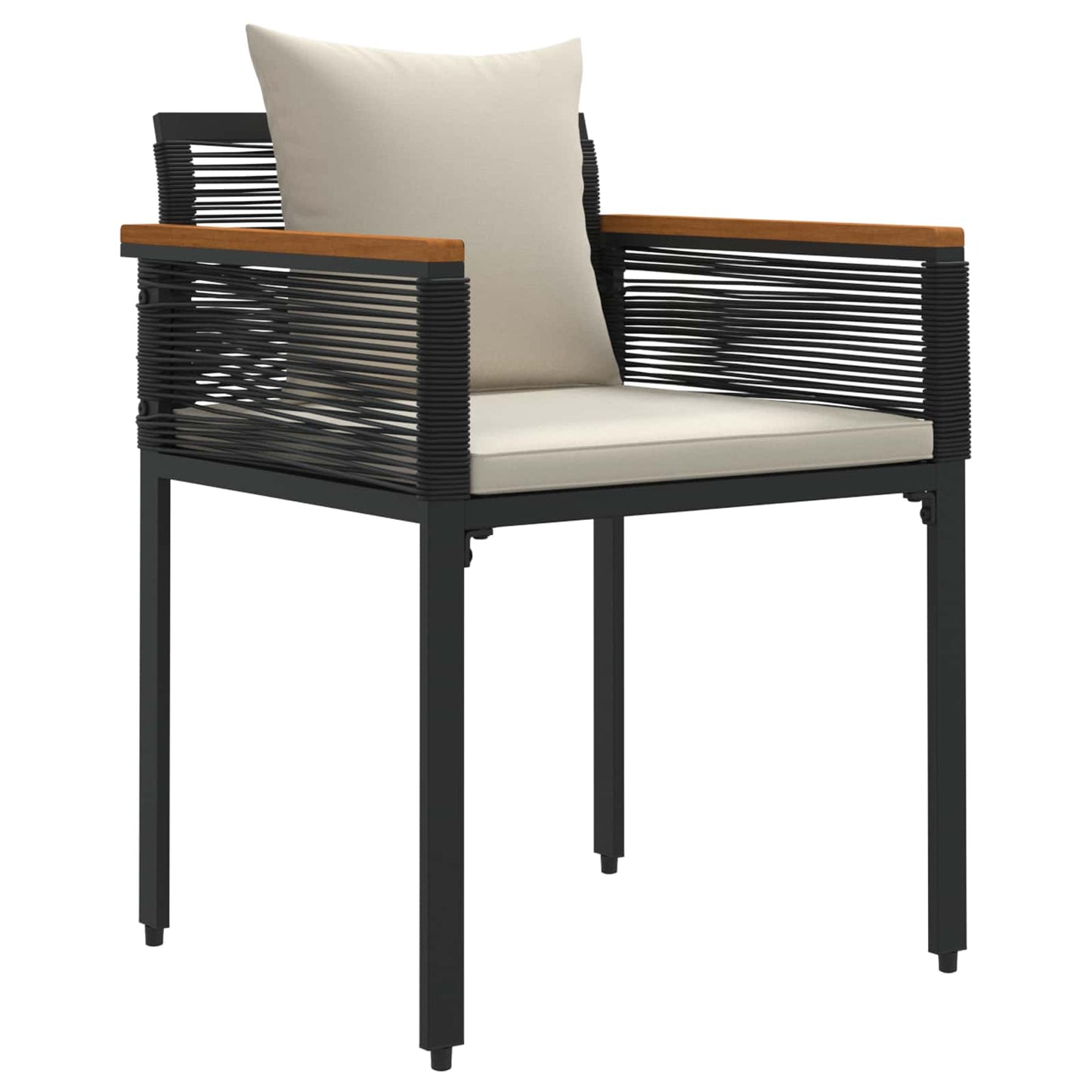 vidaXL Σετ Εξωτερικών Επίπλων 3 pcs Μαύρο και Κρεμ Λευκό Ράτα PE