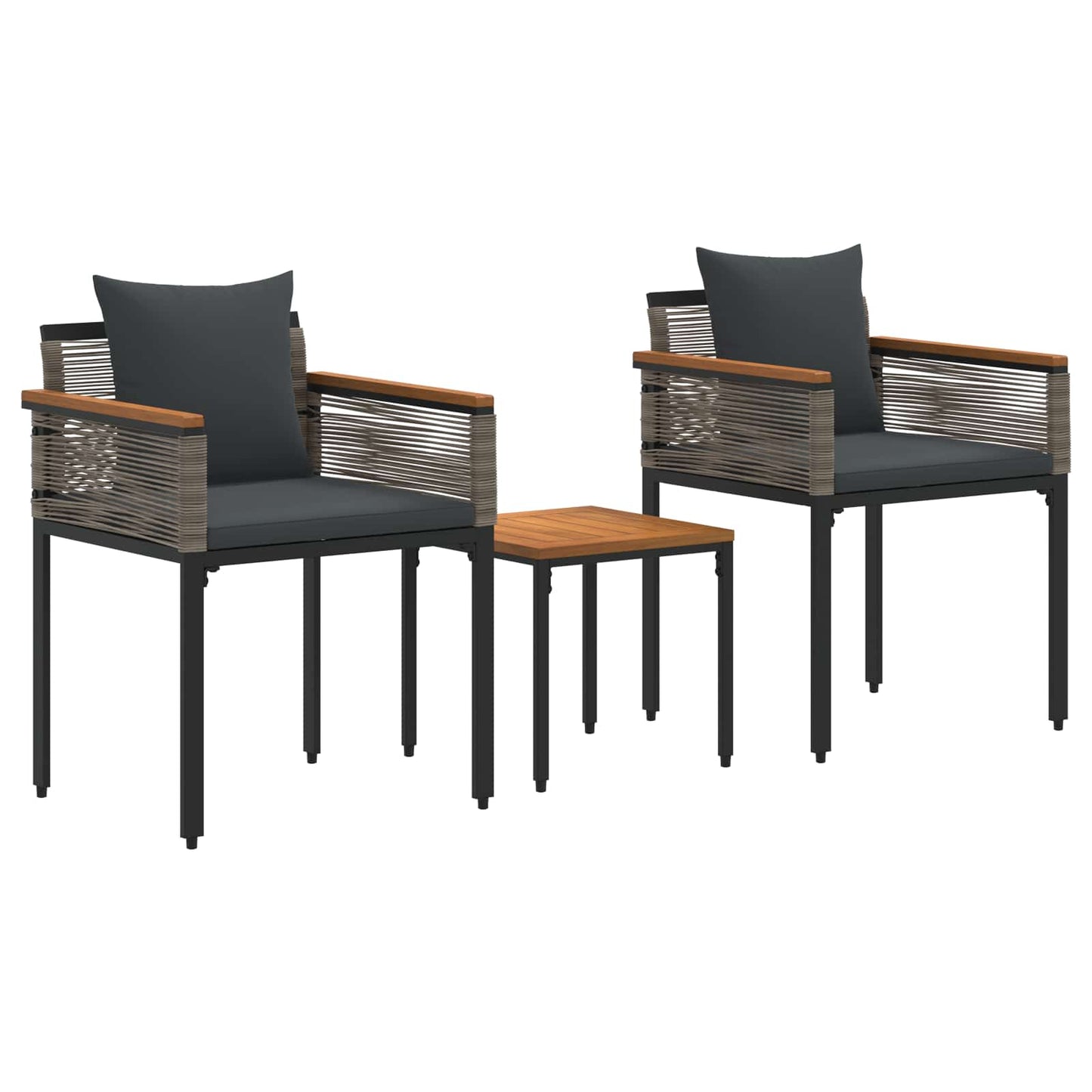 vidaXL Σετ Εξωτερικών Επίπλων 3 pcs Γκρι και Σκούρο Γκρι Ράτα PE