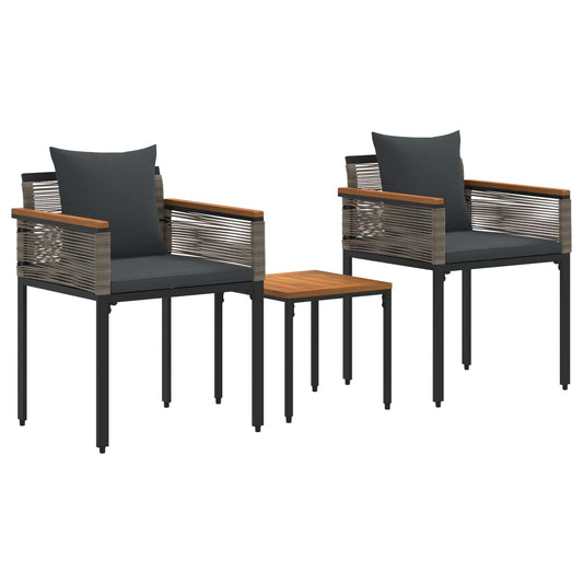 vidaXL Σετ Εξωτερικών Επίπλων 3 pcs Γκρι και Σκούρο Γκρι Ράτα PE