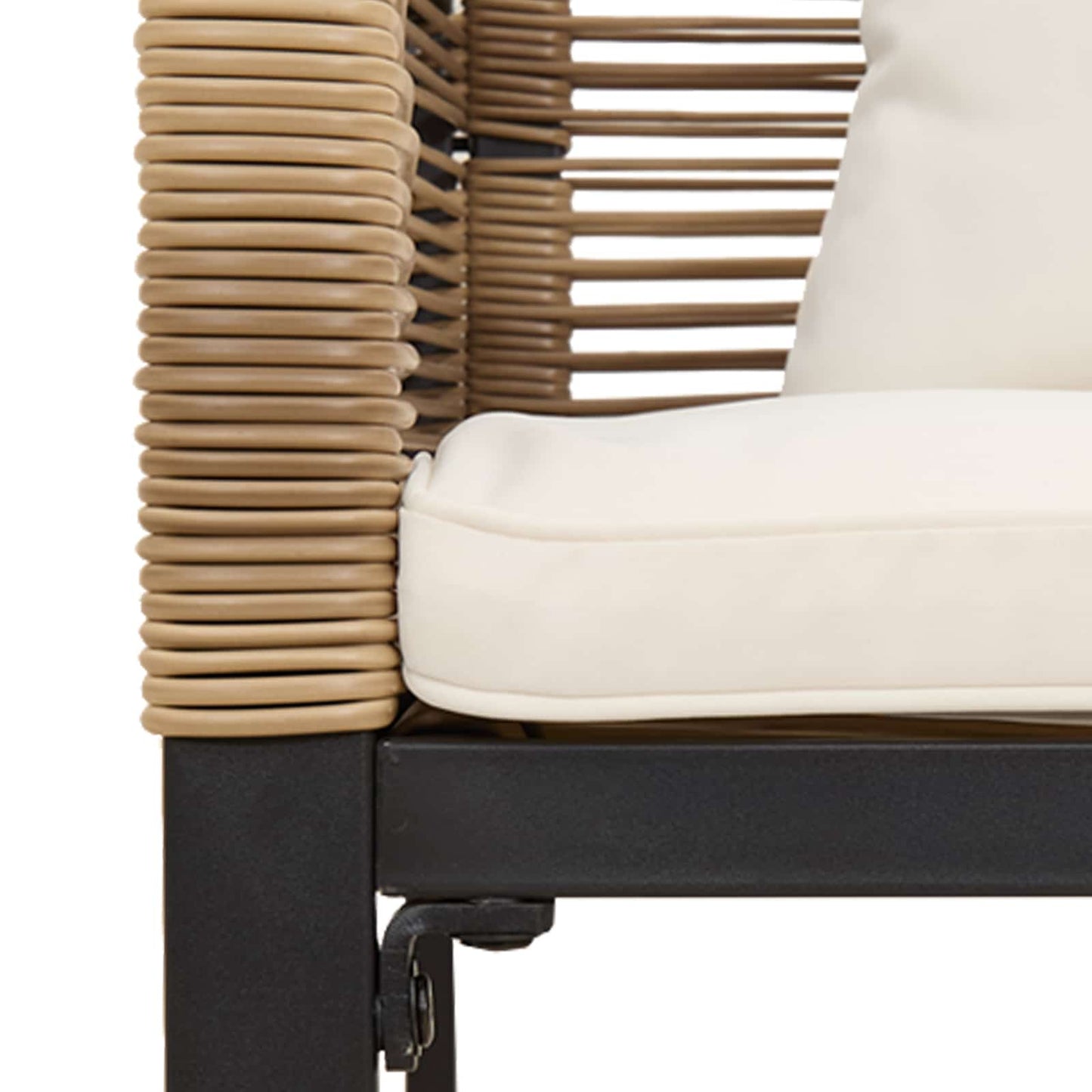 vidaXL Σετ Εξωτερικών Επίπλων με μαξιλάρι 3 pcs Μπεζ και Κρέμ Ράτα PE