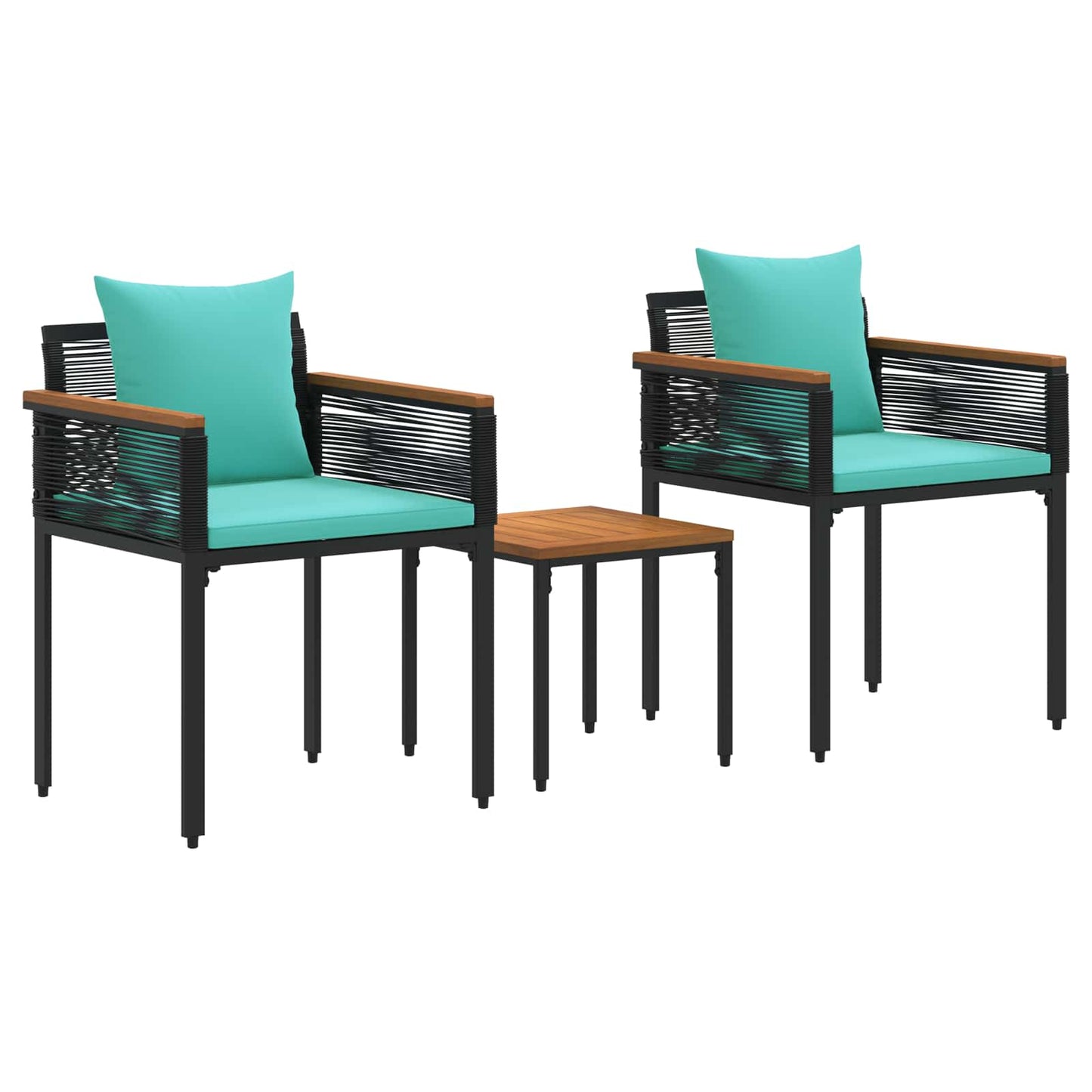 vidaXL Σετ Εξωτερικών Επίπλων 3 pcs Μαύρο και Τυρκουάζ Ράτα PE