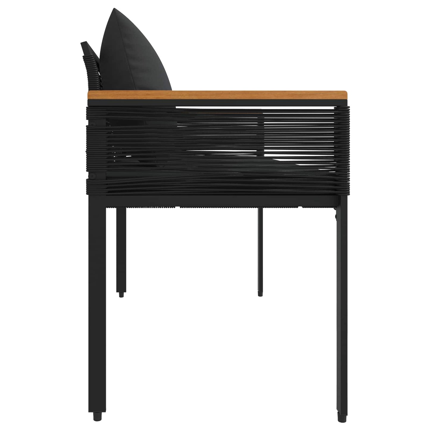 vidaXL Εξωτερικός πάγκος Μαύρο 117 x 54 x 74.5 εκ συνθετικό ρατάν