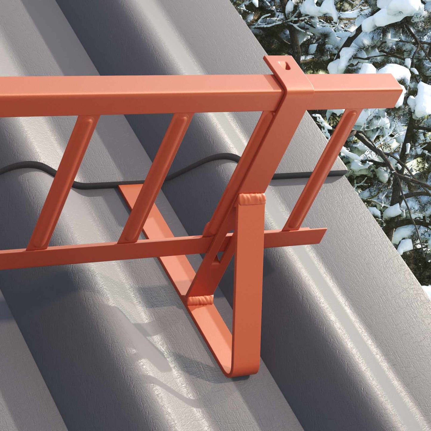 vidaXL Φρουρός χιονιού οροφής Κόκκινο 800 x 29,5 x 34,5 εκ Ατσάλι