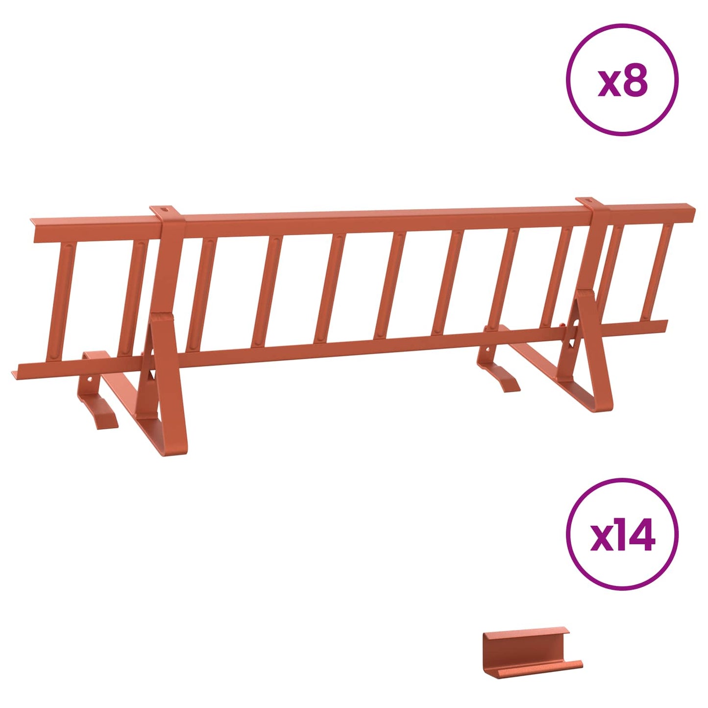 vidaXL Φρουρός χιονιού οροφής Κόκκινο 800 x 29,5 x 34,5 εκ Ατσάλι