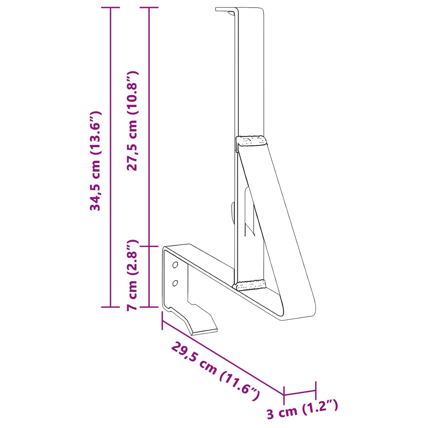 vidaXL Υποστήριξη Φράχτη Χιονιού 2 pcs Μαύρο 29,5 x 3 x 34,5 εκ Ατσάλι